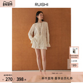浪漫压褶喇叭袖 百搭圆领雪纺上衣女A版 短裤 RUISHI芮时 套装 夏