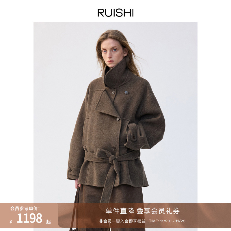 RUISHI芮时100羊毛短款毛呢外套