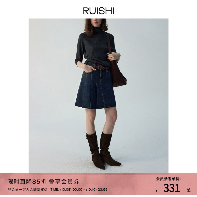 RUISHI芮时复古纯棉牛仔短裙