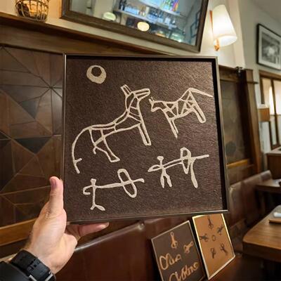 法式复古艺术感骏马中古风客厅装饰画玄关书房动物壁画样板房挂画