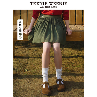 半身裙2025年夏款 TeenieWeenie小熊奥莱女装 简约休闲学院甜美短裙