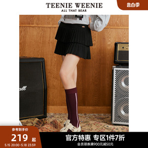 TeenieWeenie小熊奥莱秋冬新款学院风百褶裙蛋糕裙可爱半身裙女