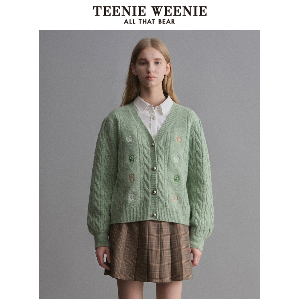 TeenieWeenie小熊奥莱春季学院风V领毛衣针织衫外套慵懒