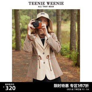 TeenieWeenie小熊格纹西装外套女秋冬新款女西服