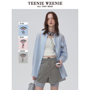 粉色凉柔天丝衬衫 新款 TeenieWeenie小熊奥莱夏季 轻薄外套 情侣