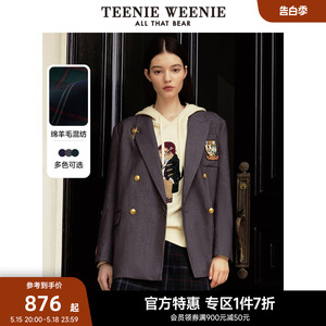 【反季清仓】TeenieWeenie小熊奥莱春学院风宽松中长款西装外套女