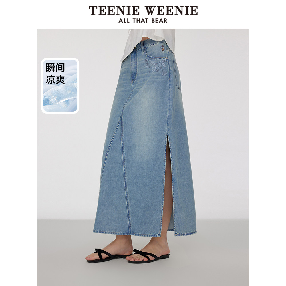 【凉感】TeenieWeenie小熊奥莱牛仔半身裙2025夏季新