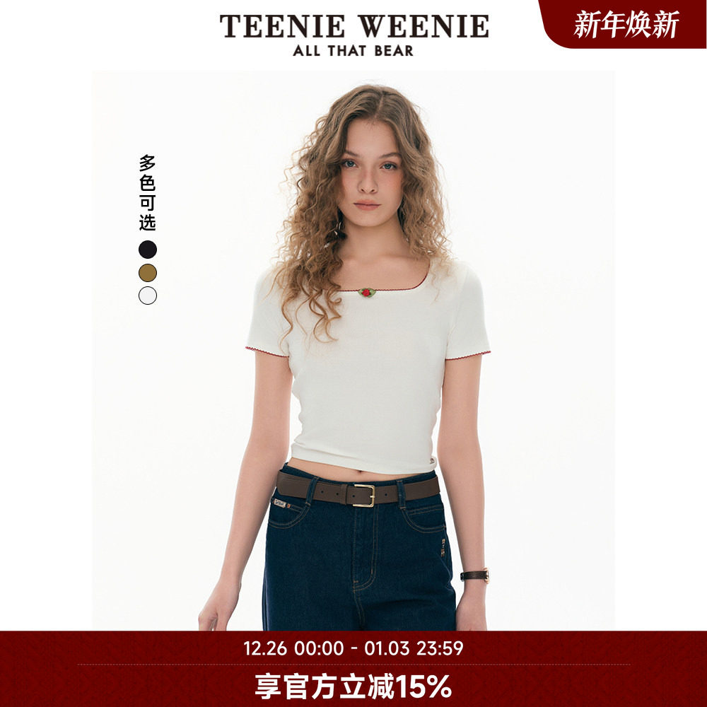 TeenieWeenie小熊奥莱女装圆领T恤2025夏款简约优雅