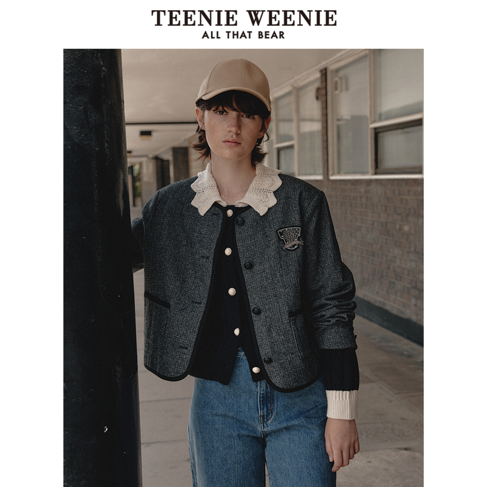 TeenieWeenie小熊奥莱春季小香风圆领西服外套气质通勤时