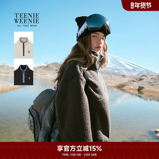 TeenieWeenie小熊奥莱卫衣冬季宽松时尚潮酷个性半拉链立领上衣女