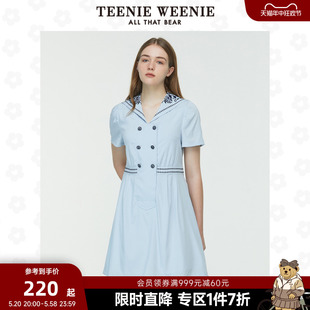 少女风气质复古时髦连衣裙 TeenieWeenie小熊奥莱女夏撞色港式