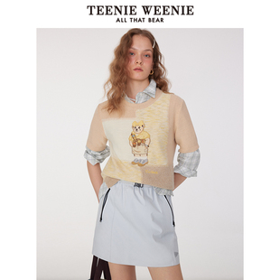 TeenieWeenie小熊奥莱针织T恤毛衣2025夏款 上衣 时尚 撞色大熊短袖