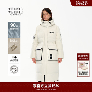 TeenieWeenie小熊奥莱羽绒服冬季保暖舒适户外感中长款连帽外套女