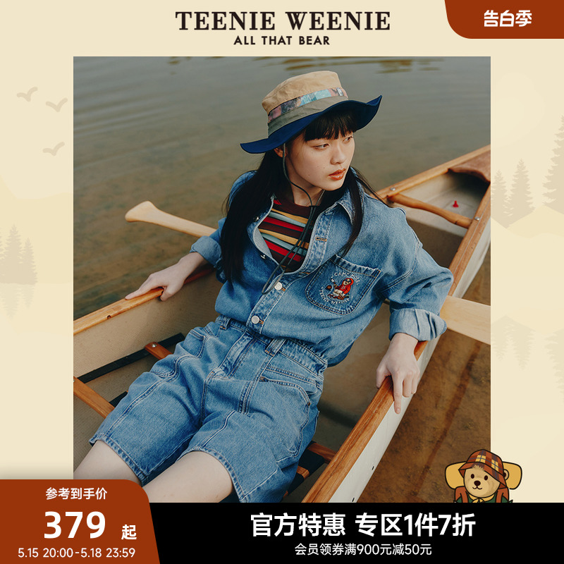 TeenieWeenie小熊奥莱卡通牛仔连体裤时尚裤子连衣裤美式复古休闲