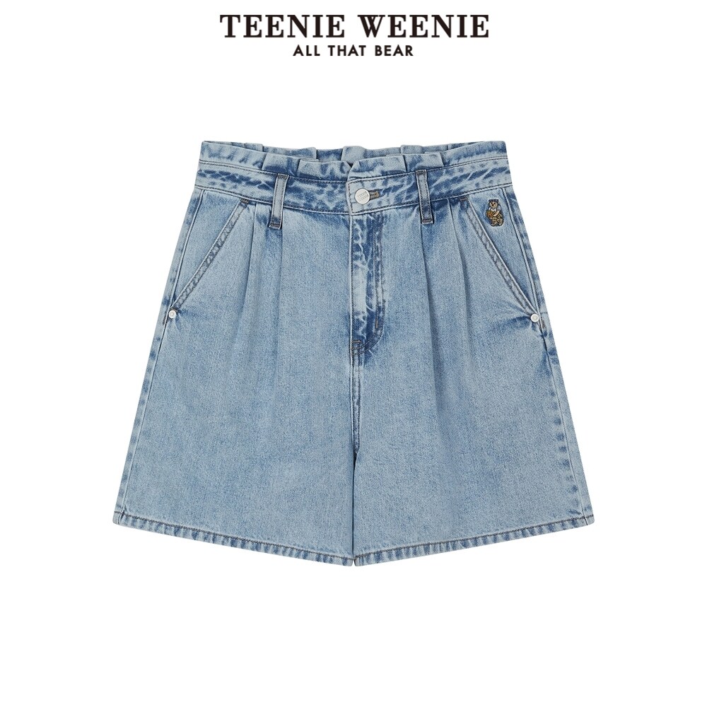 TeenieWeenie小熊奥莱女装高腰简约休闲牛仔短裤宽松A字牛仔裤子