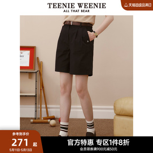 女短裤 TeenieWeenie小熊奥莱直筒四分裤 通勤休闲时尚 宽松韩版 夏款