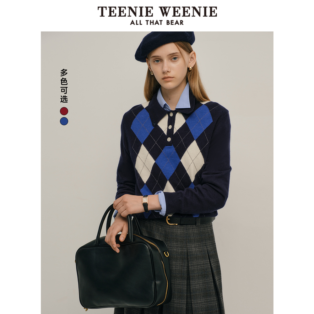 TeenieWeenie小熊奥莱冬装复古学院风绵羊毛兔毛混纺毛衣