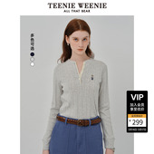 打底衫 TeenieWeenie小熊奥莱女装 半开襟温柔宽松时尚 T恤秋季 长袖