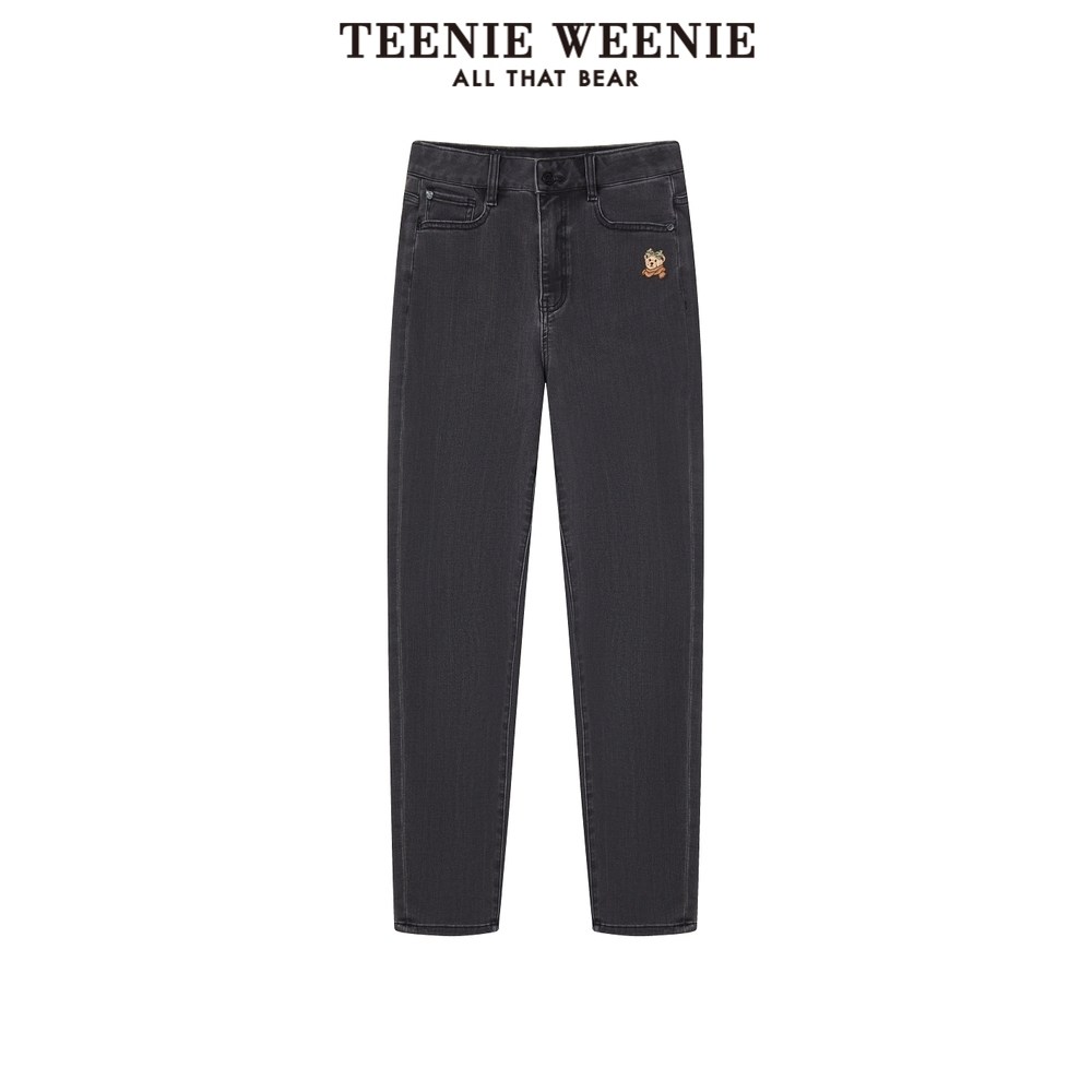 TeenieWeenie小熊奥莱女装牛仔裤冬季简约刺绣时尚小脚裤