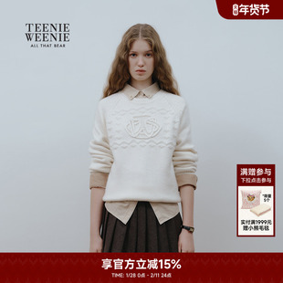 TeenieWeenie小熊奥莱毛针织衫2025冬季新款基础简约休闲圆领毛衣