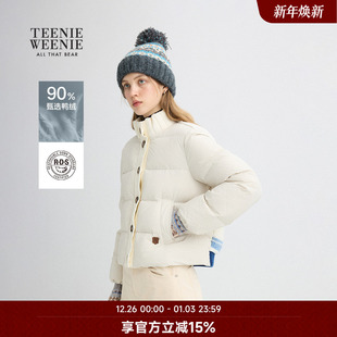 TeenieWeenie小熊奥莱2025年冬季 梭织拼接毛织温暖舒适羽绒服 新款