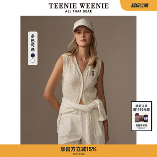 松弛老钱V领背心毛衣女装 上衣 T恤夏款 TeenieWeenie小熊针织开衫