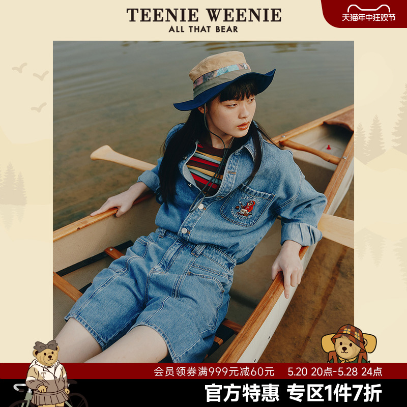 TeenieWeenie小熊奥莱卡通牛仔连体裤时尚裤子连衣裤美式复古休闲