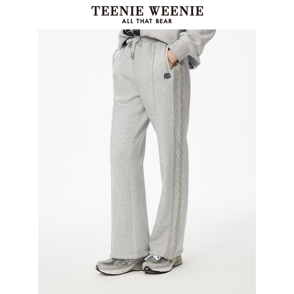 TeenieWeenie小熊奥莱女装卫裤冬季时髦绞花拼接阔腿休闲裤,女装/女士精品,卫裤,淘宝优惠券,粉丝福利购,淘宝优惠卷