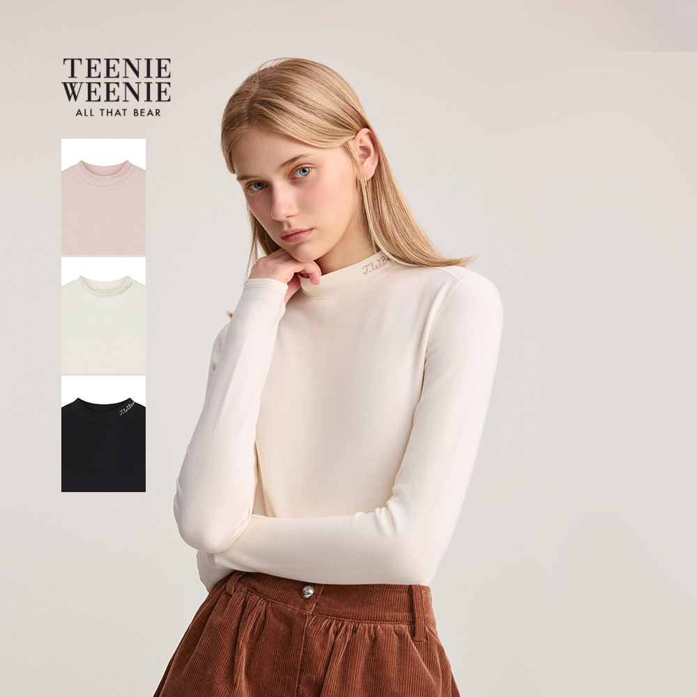 TeenieWeenie小熊奥莱T恤2025年秋季新款小高领抓绒