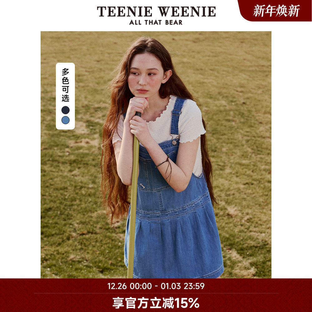 TeenieWeenie小熊奥莱复古连衣裙夏季新款丹宁牛仔背带裙