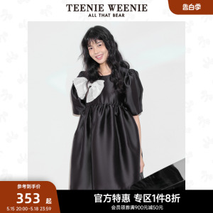 TeenieWeenie小熊奥莱夏季高腰蝴蝶结蓬蓬裙甜酷小黑裙连衣裙