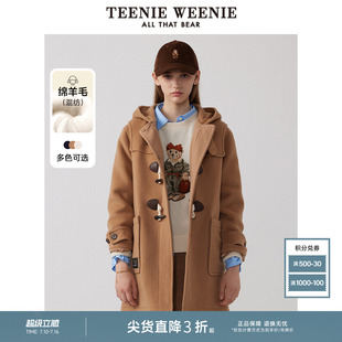 TeenieWeenie小熊奥莱女装质感牛角扣毛呢大衣绵羊毛中长款外套