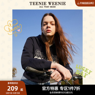 上衣女春装 潮短款 TeenieWeenie小熊奥莱连帽套头卫衣宽松韩版