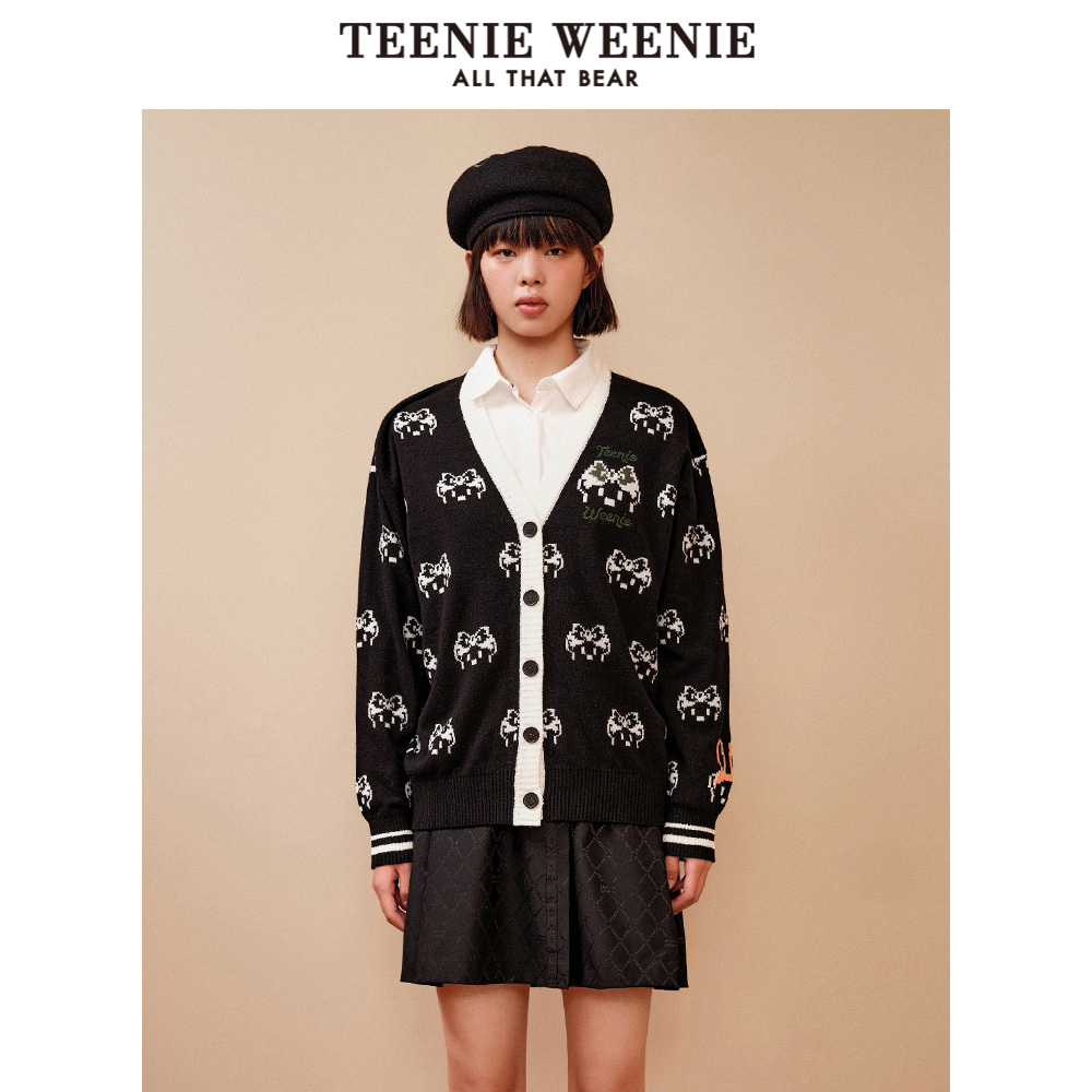TeenieWeenie小熊奥莱V领针织开衫提花毛衣外套潮流时尚