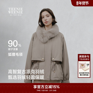 TeenieWeenie小熊奥莱羽绒服冬舒适时尚复古风狐狸毛领风衣外套女