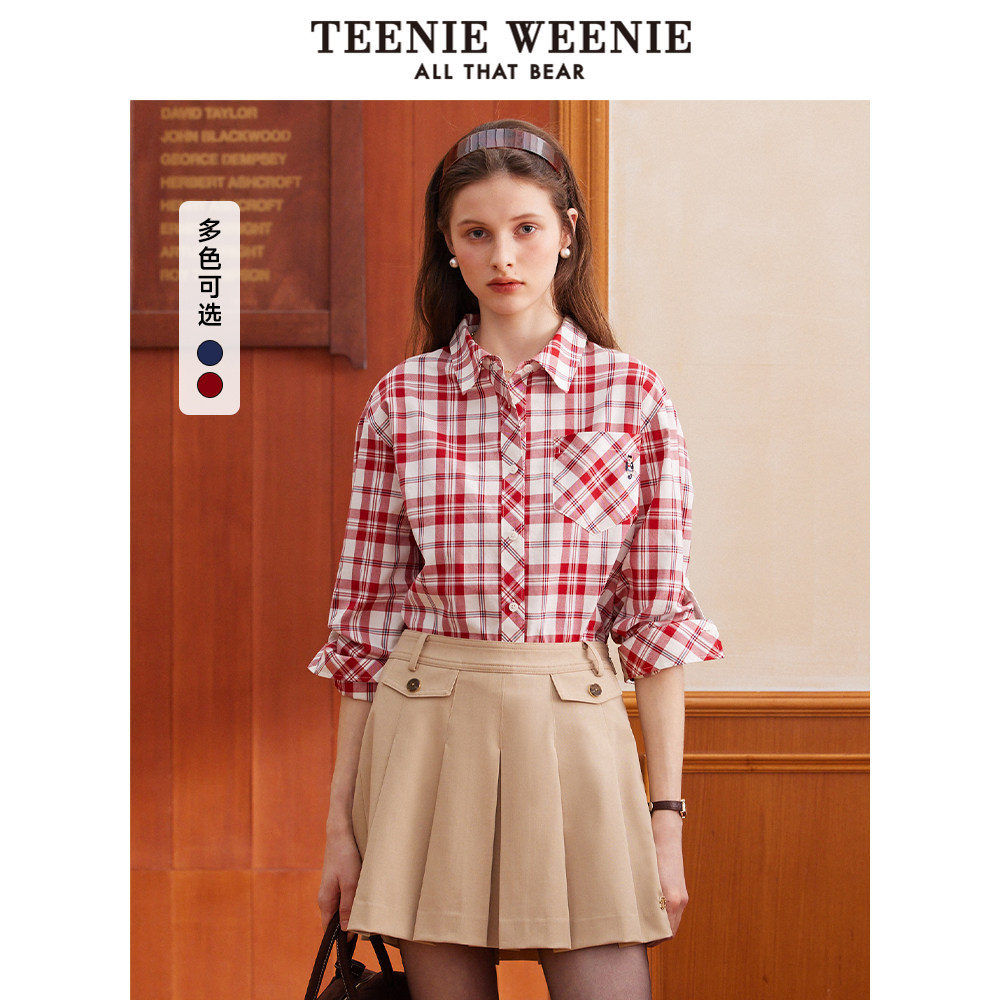 TeenieWeenie小熊奥莱衬衫秋季休闲复古时尚格纹长袖衬衣,女装/女士精品,衬衫,淘宝优惠券,粉丝福利购,淘宝优惠卷