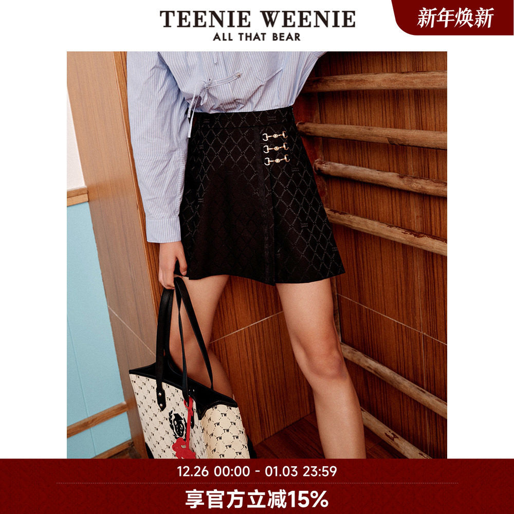 TeenieWeenie小熊奥莱通勤半身裙短裙学院风百褶A字裙金