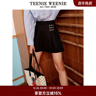 TeenieWeenie小熊奥莱通勤半身裙短裙学院风百褶A字裙金色装 饰女