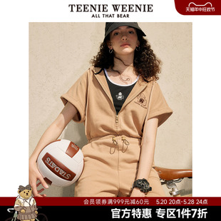 TeenieWeenie小熊奥莱连帽收腰连体裤 风卷边设计感休闲女 工装