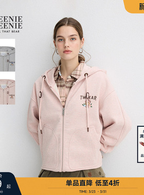 TeenieWeenie小熊卫衣春秋休闲舒适基础简约宽松灰色连帽外套