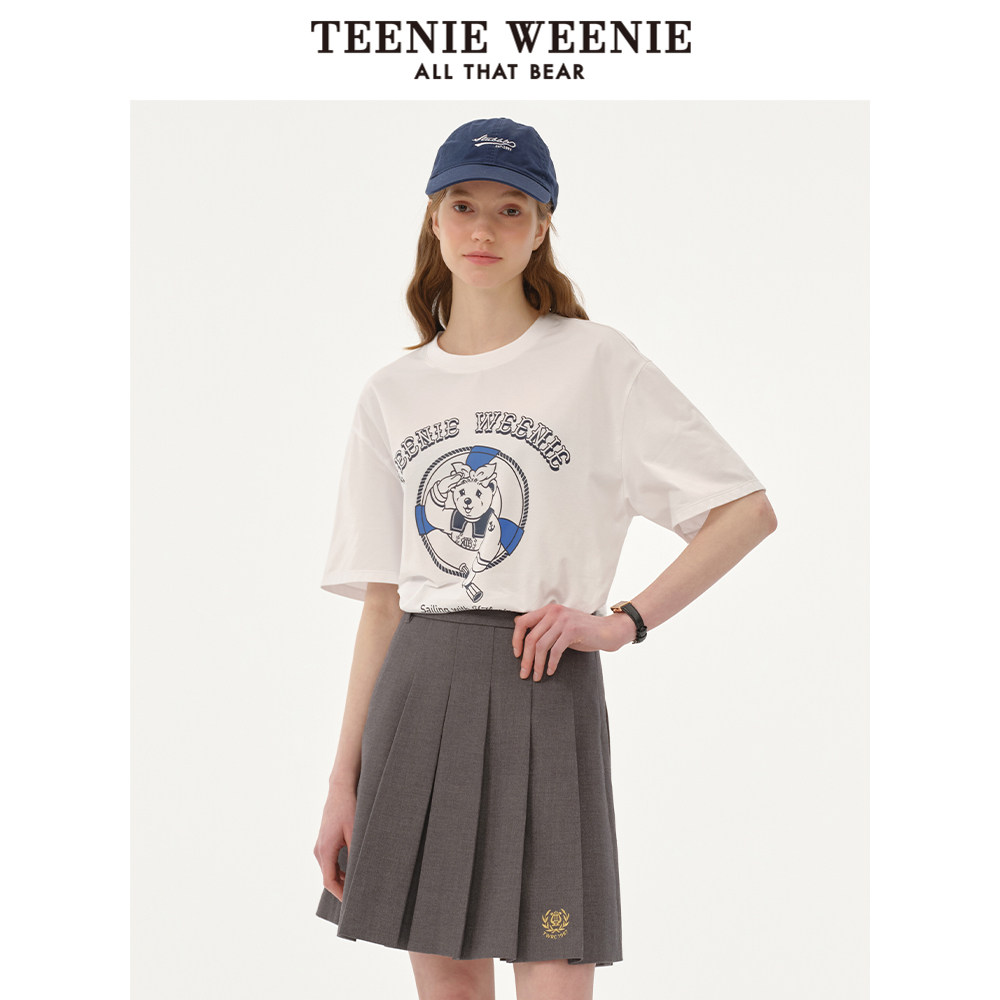 TeenieWeenie小熊奥莱女装2025夏装简约圆领套头T恤