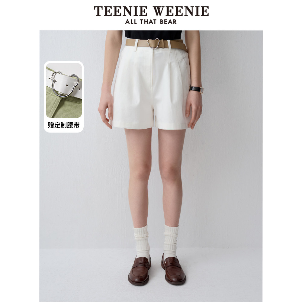TeenieWeenie小熊奥莱女装简约学院风高腰休闲短裤薄款时