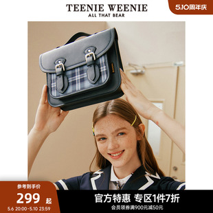 TeenieWeenie小熊奥莱格纹手提包女夏季 学院风剑桥包学生搭配