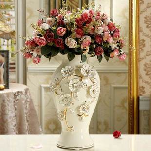 诺堡欧式 饰结婚礼品 陶瓷花瓶三件套摆件客厅插花花瓶家居饰品装