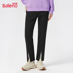 长裤 班尼路春秋新款 女直筒休闲裤 高级纯色加绒开衩磨毛长裤 韩版