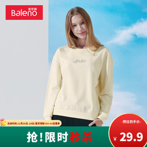 班尼路秋季新款卫衣女宽松字母印花圆领潮流休闲简约百搭套头上衣