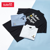 新款 字母印花纯棉中性短袖 上衣潮牌情侣POLO衫 班尼路2024夏季 男装