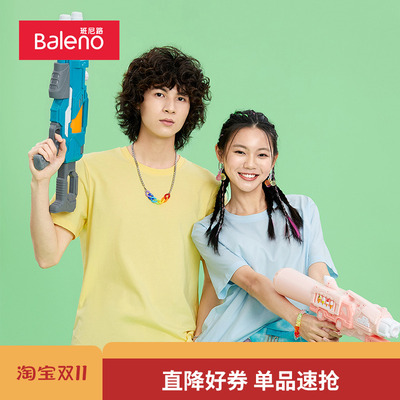 班尼路纯棉多巴胺短袖T恤休闲百搭薄款中性打底衫情侣短袖上衣