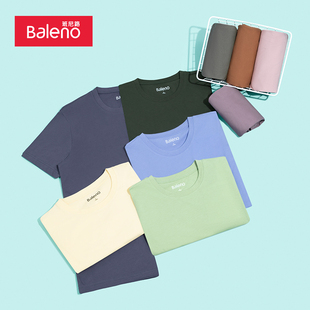 新款 班尼路夏季 多巴胺t恤柔软亲肤百搭圆领纯棉情侣T恤 秒杀