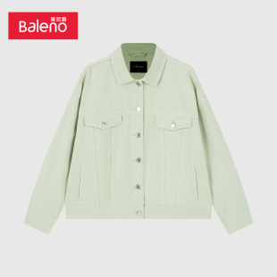 上衣 宽松牛仔外套嫩绿色青春靓丽休闲时尚 班尼路年秋冬款 女装